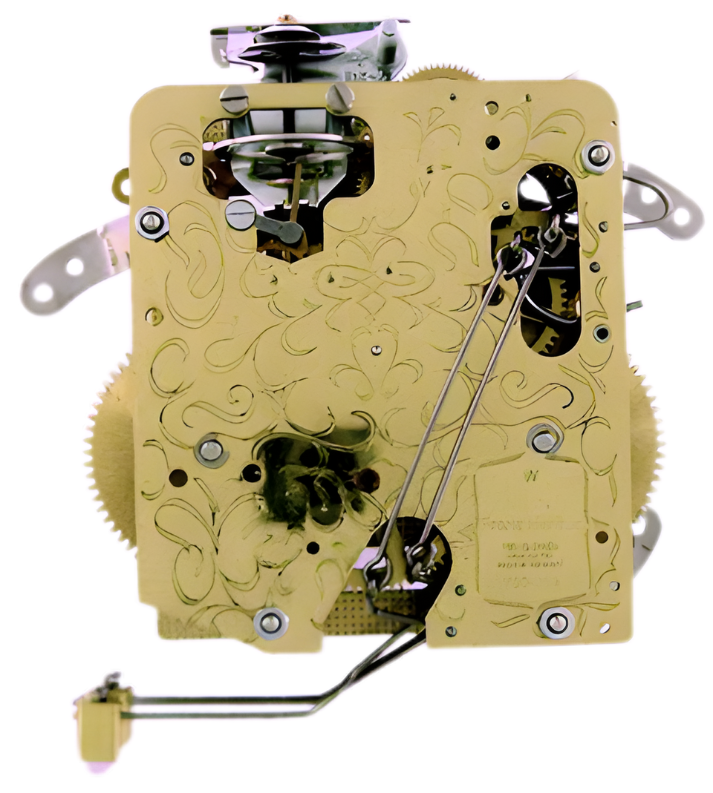 Hermle 150-010 mechanical wall and mantel clock movement with half-hour strike and balance wheel escapement