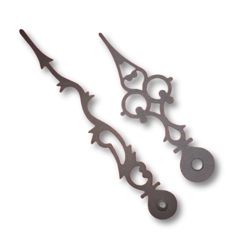 3-inch black serpentine clock hands for Hermle mechanical clock movements, suitable for 6 to 6.5 inch time rings