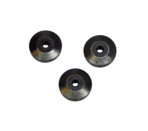 Black Hermle clock hand nuts for mechanical grandfather clock movements, 10 mm size
