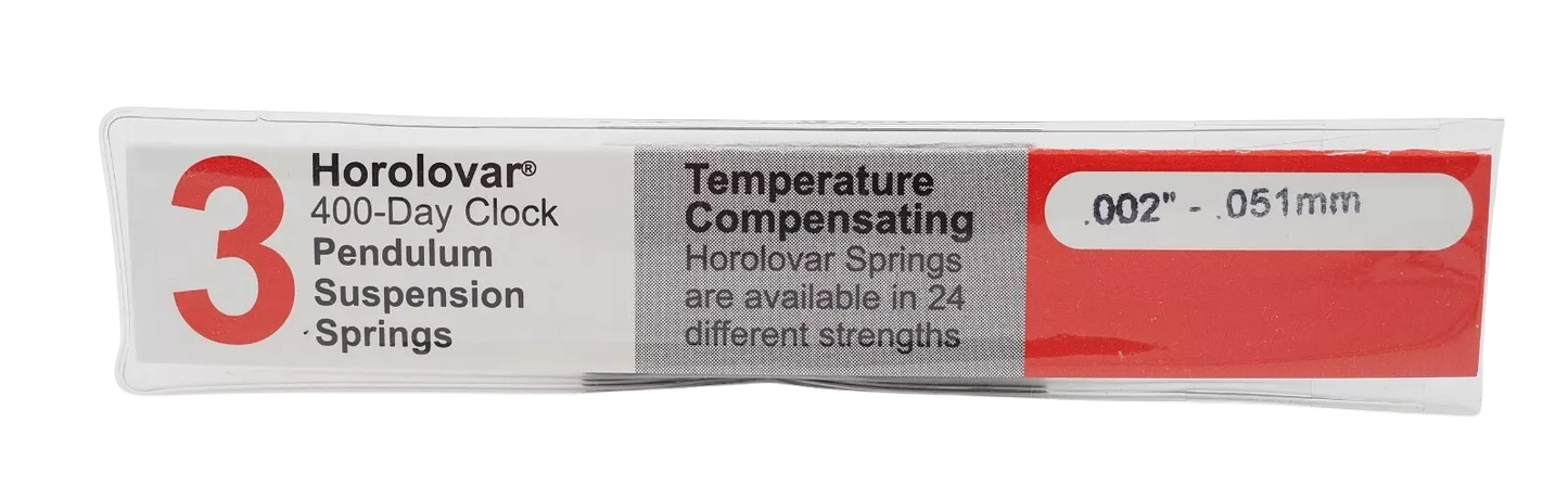 Horolovar .002 inch suspension spring set for 400-day anniversary clock movements, 3 pack