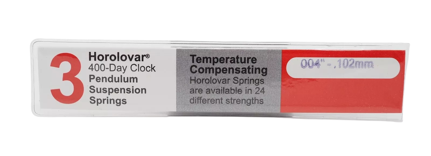 Horolovar .004 inch suspension springs for anniversary and 400 day clocks – 3 pack