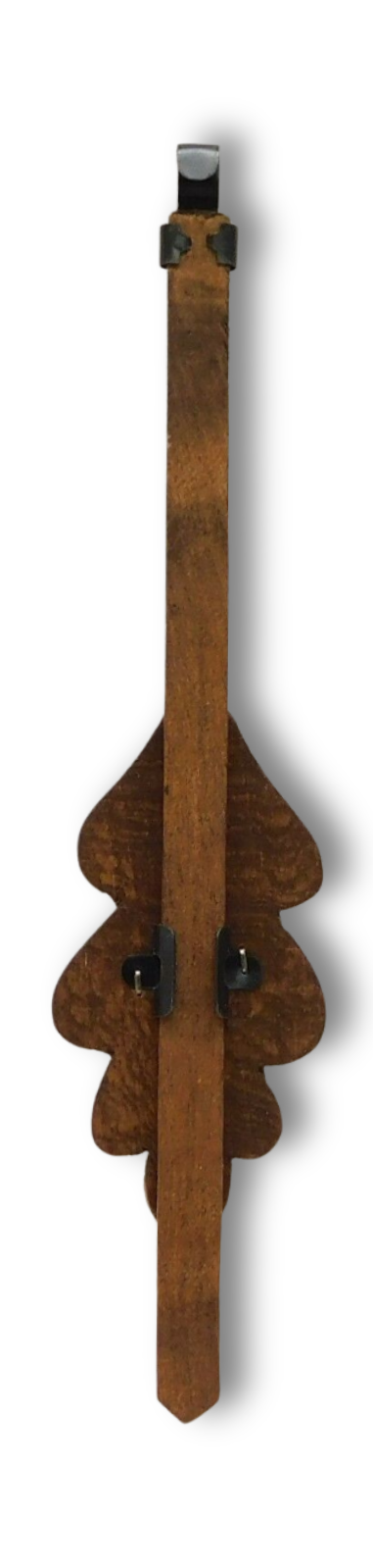 Oak leaf cuckoo clock pendulum for 1-day clocks with brown finish and timekeeping adjustment slider