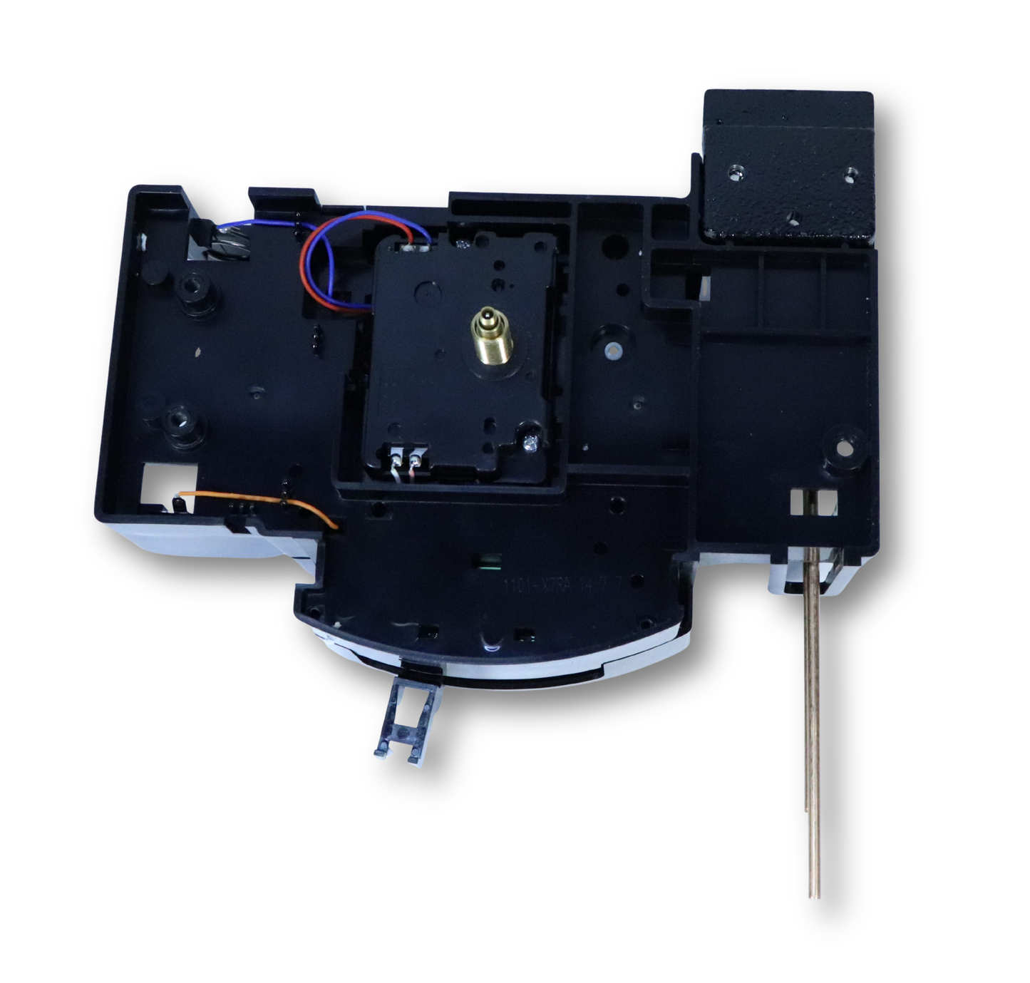 Quartz pendulum clock movement with mechanical bim-bam strike and serpentine hands
