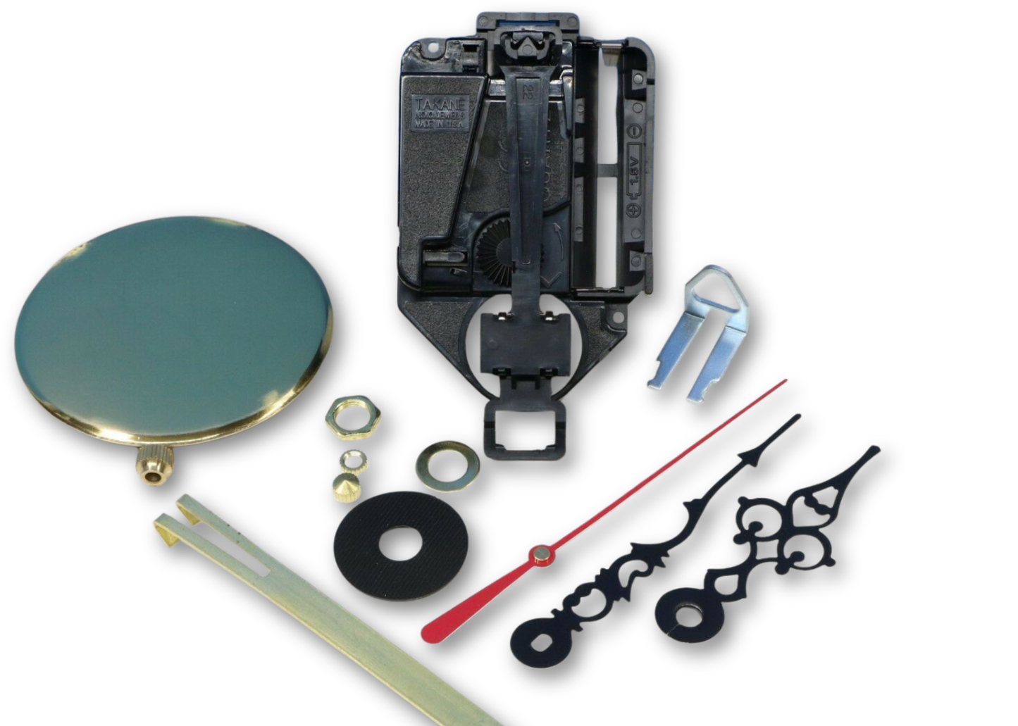 Takane mini quartz clock movement with pendulum and serpentine hands