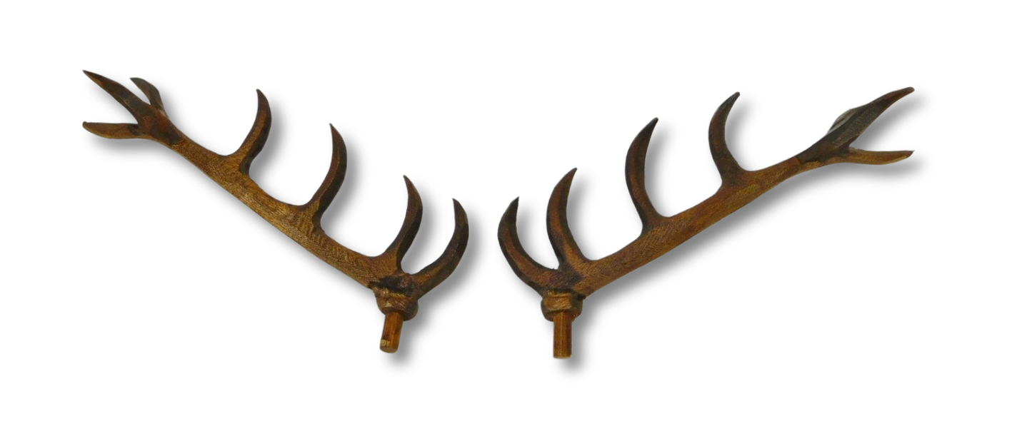 4 inch hand carved wooden deer antlers for hunter style cuckoo clock