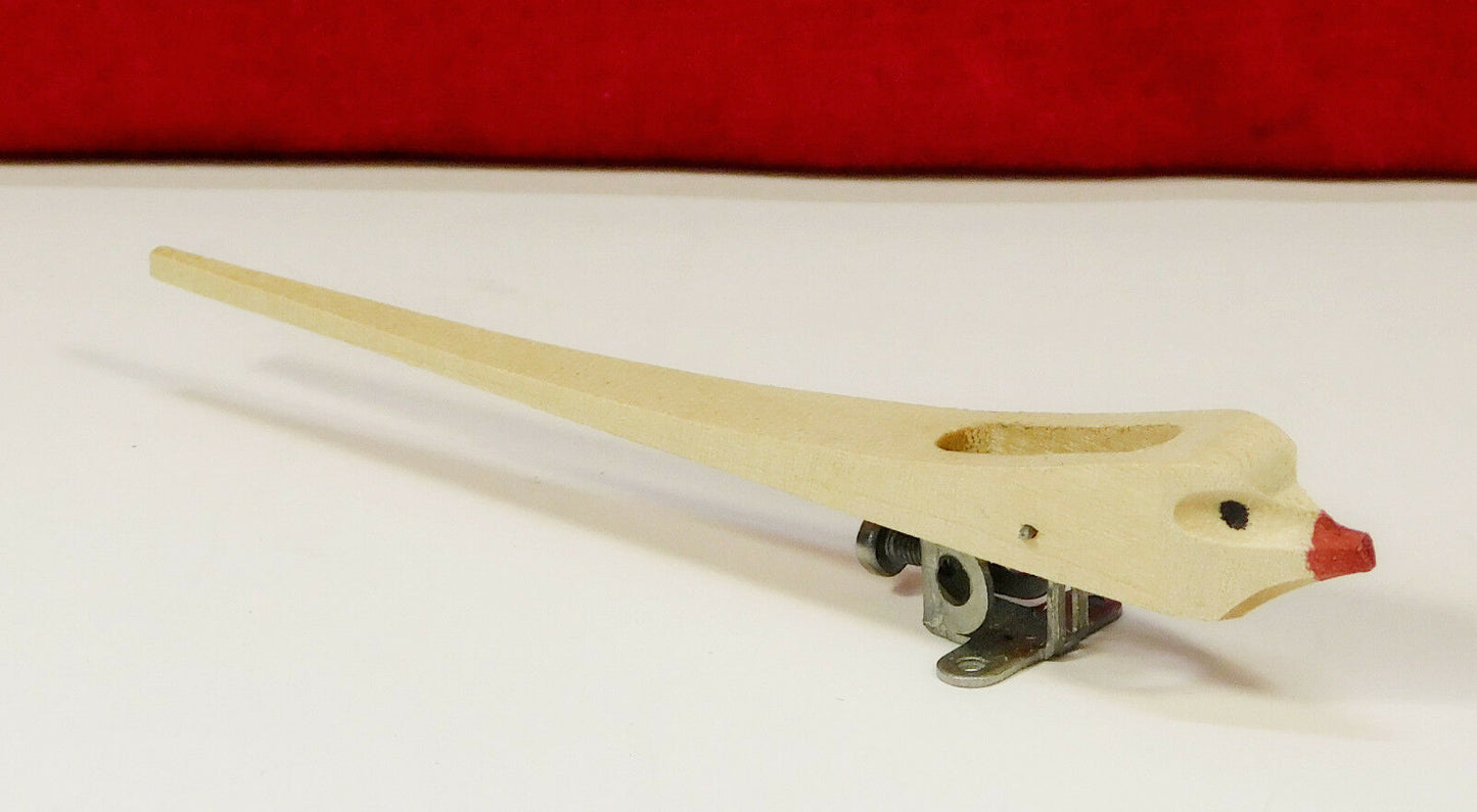 3 5/8" German-Made Hand Carved Wooden Cuckoo Bird with Metal Base