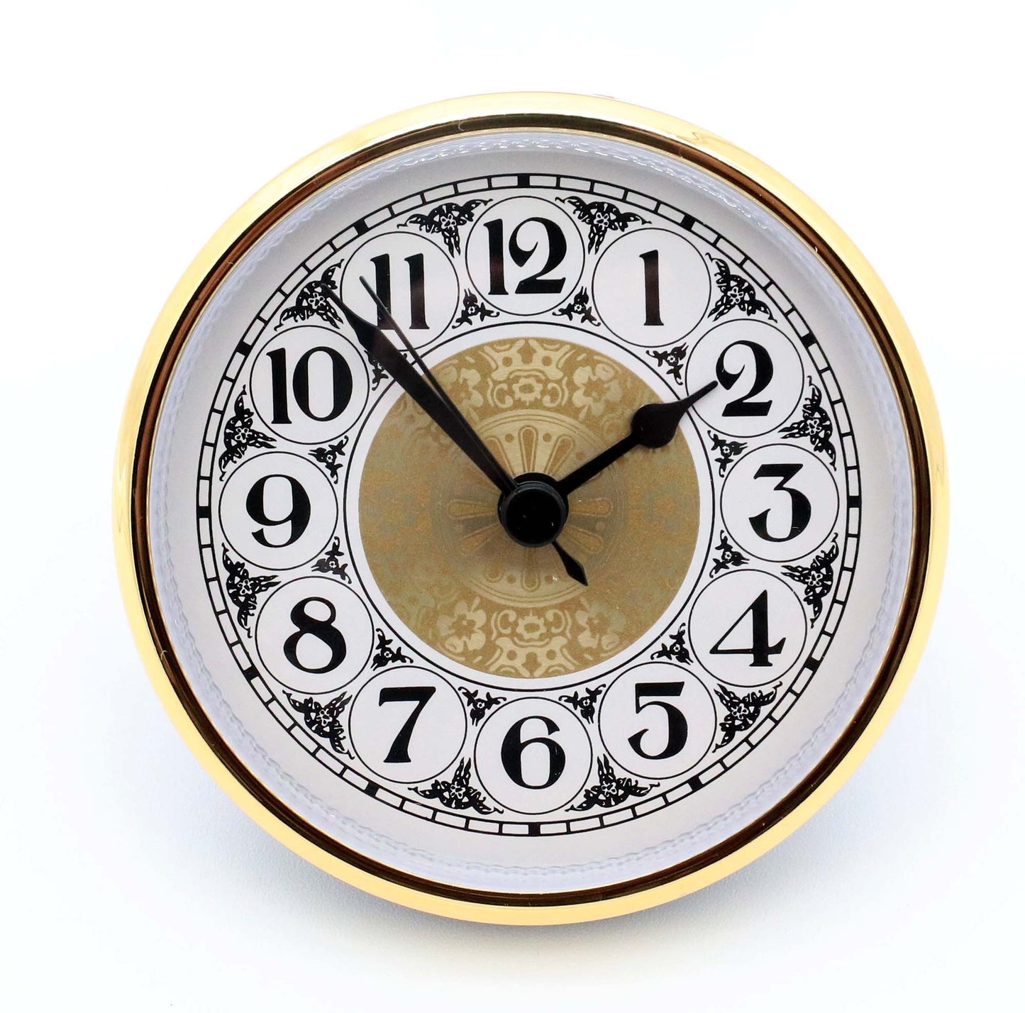 3 1/2-Inch Gold Quartz Fit-Up Clock Movement with Fancy White Arabic Dial GWFA3.5