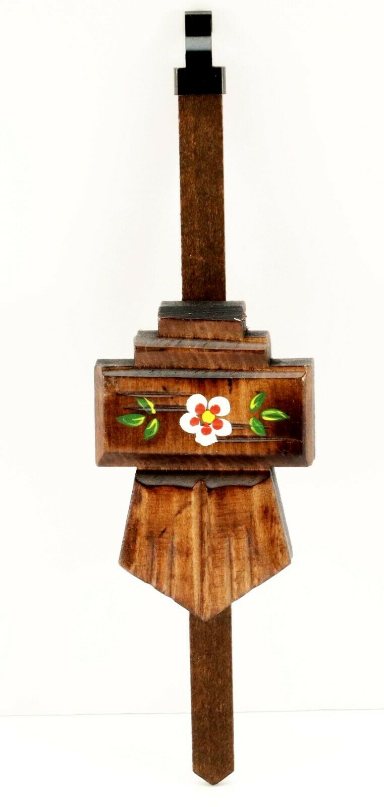 Cuckoo Clock Chalet Pendulum 2 1/4" Flowers Floral Brown