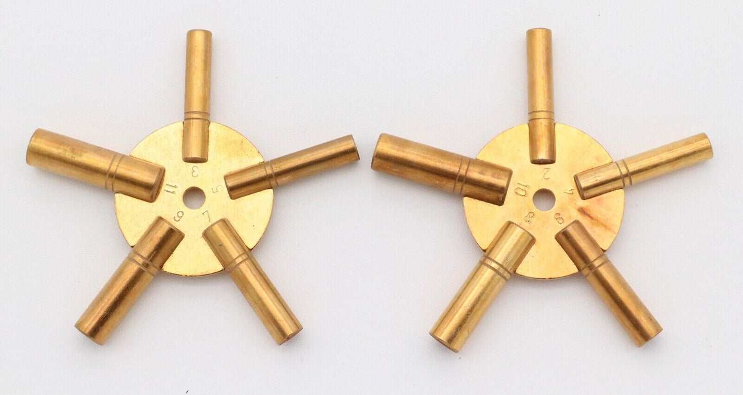 5-in-1 Universal Clock Winding Key Winder Set of 2 Even and Odd Sizes 2 Thru 11