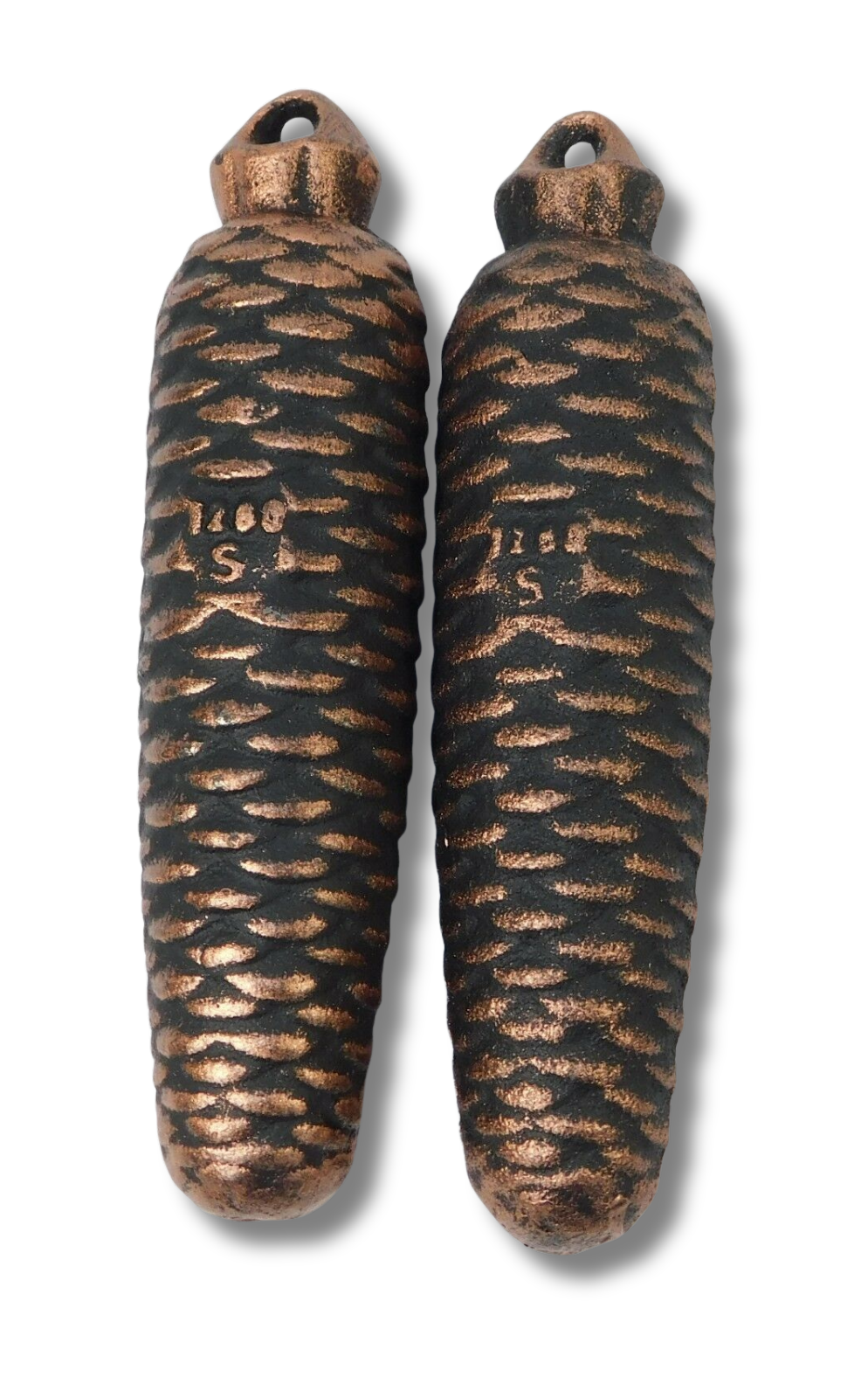 Set of two 1260g cast iron cuckoo clock weights for 8 day Regula 34 movements