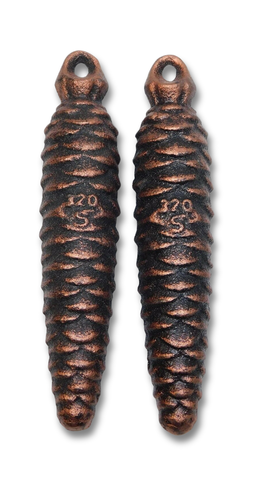 Set of two 320g cast iron cuckoo clock weights for 1-day Regula 25 movements, made in the Black Forest of Germany.