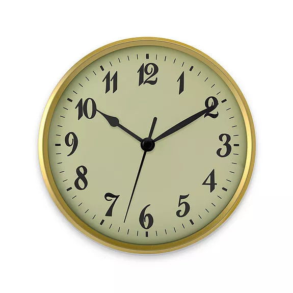 6 inch gold quartz clock insert with ivory dial and black spade hands