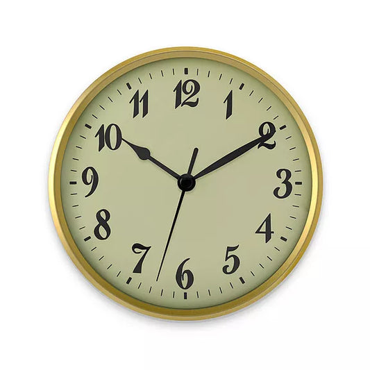 6 inch gold quartz clock insert with ivory dial and black spade hands