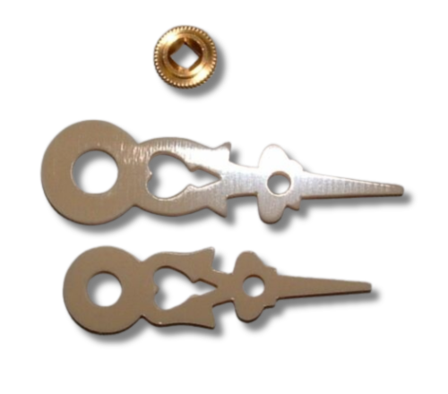 Cream color cuckoo clock hands for 120 mm dial with brass square-hole bushing for Regula and Hubert Herr movements