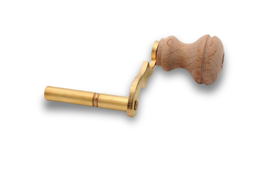 Grandfather clock winding crank key size #11 with brass body and hardwood handle for 5 mm arbor