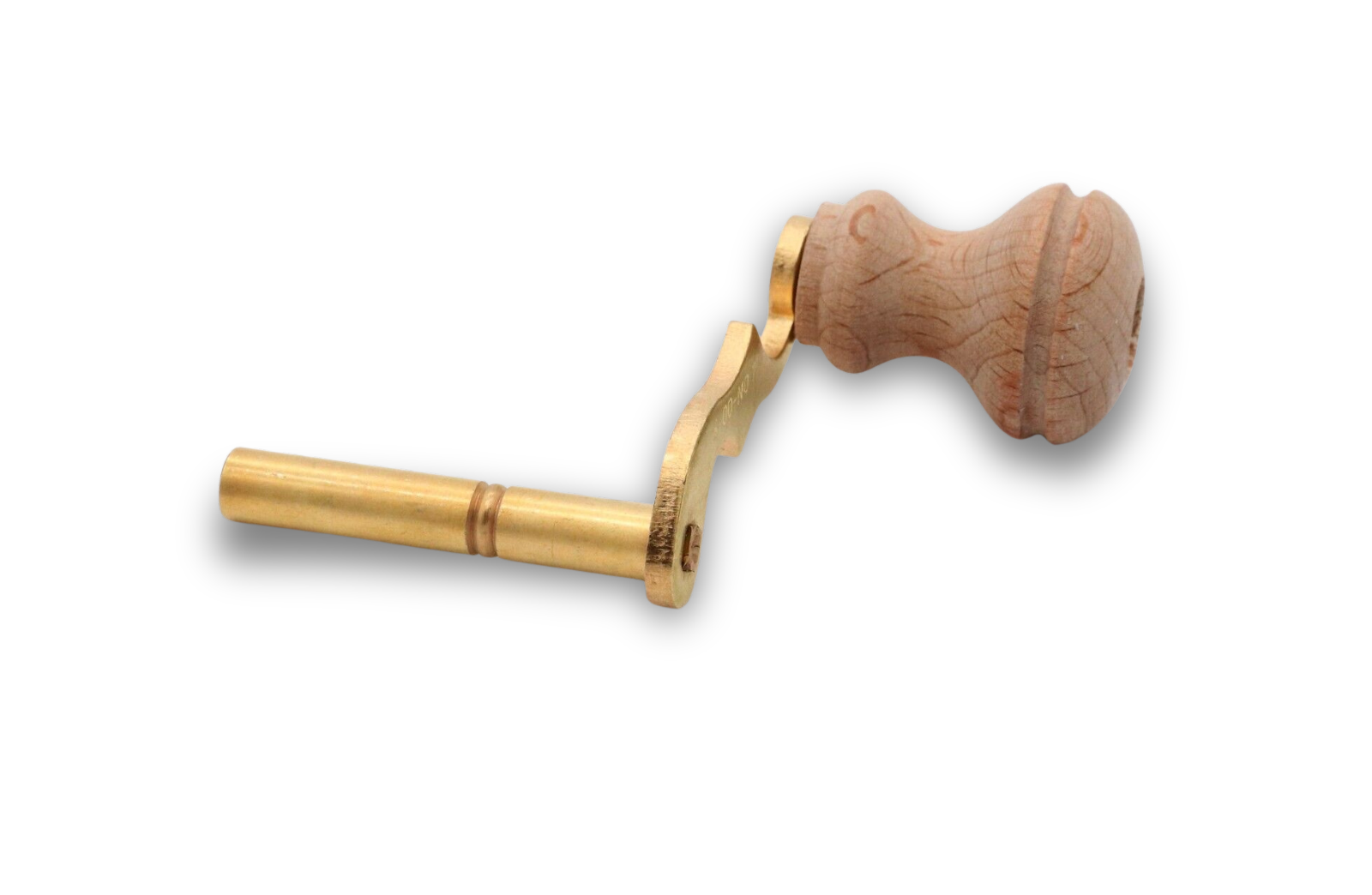 Brass grandfather clock winding crank key size 12 with hardwood handle for 5.25 mm winding arbor