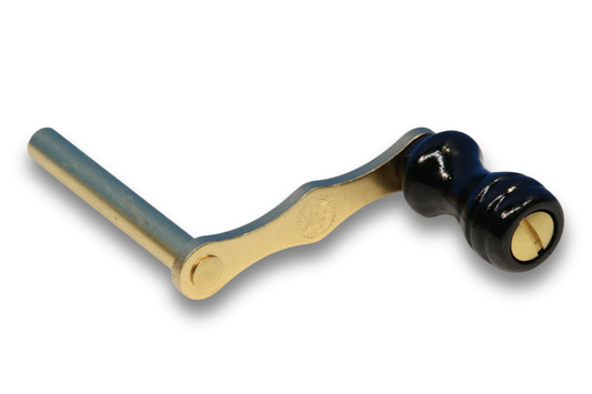 Grandfather clock winding key crank size 8 (4.1 mm) brass with hardwood handle for Hermle, Urgos, and Kieninger movements
