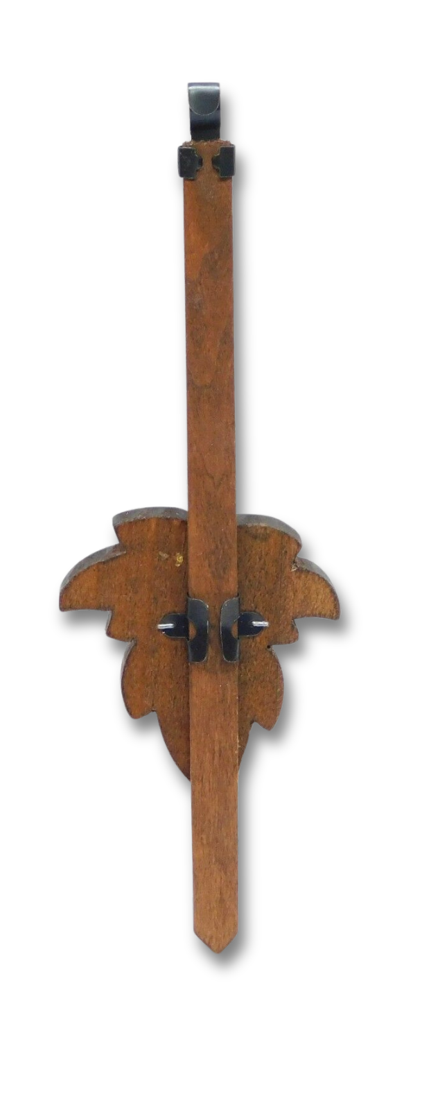 hand-painted maple leaf cuckoo clock pendulum 7 x 2.5 inch with brown finish and floral design
