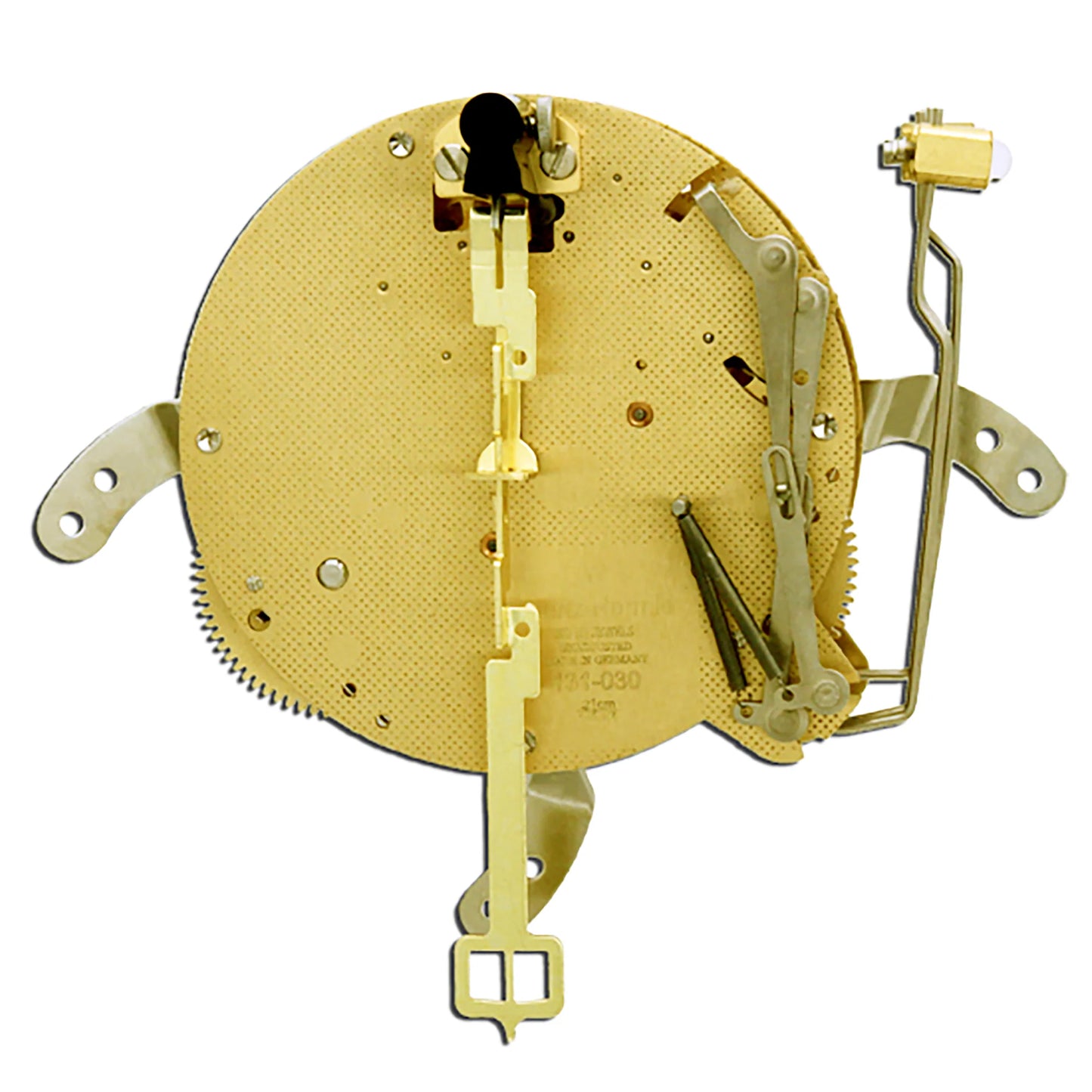 Hermle 131-030 mechanical wall and mantel clock movement with spring drive, side hammers, and bim-bam half-hour strike