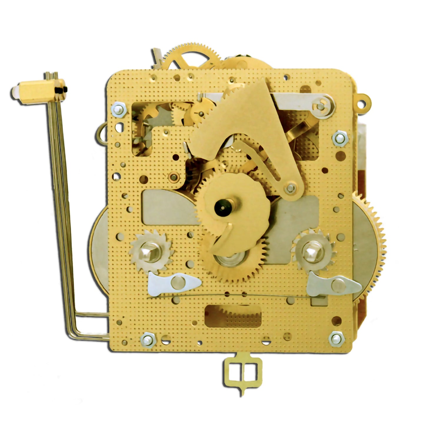 Hermle 141-030K mechanical wall and mantel clock movement with spring-driven mechanism and side hammers.
