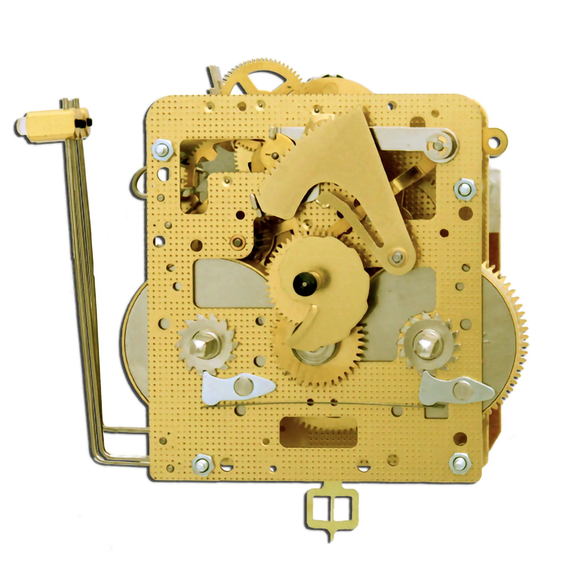 Hermle 141-030K mechanical wall and mantel clock movement with spring-driven mechanism and side hammers.
