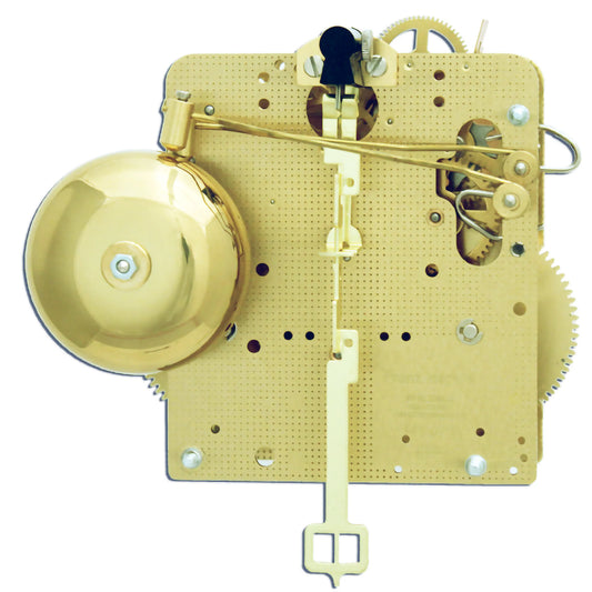 Hermle 141-070 half-hour strike mechanical wall and mantel clock movement with dual bells and spring drive