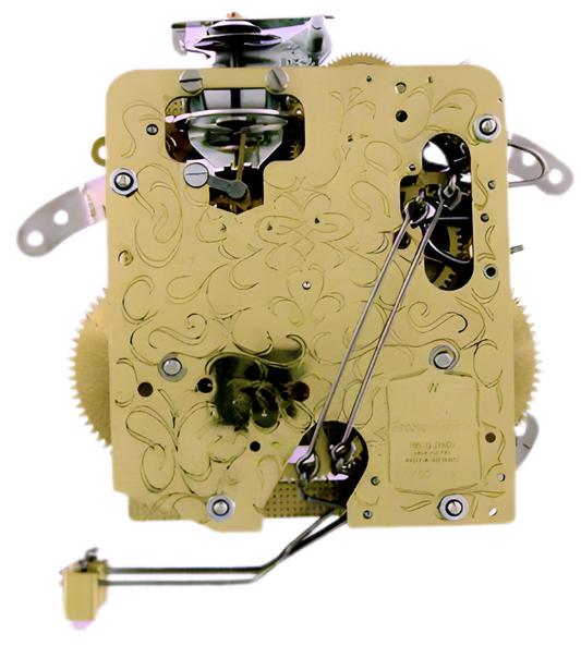 Hermle 150-010 mechanical wall and mantel clock movement with half-hour strike and balance wheel escapement