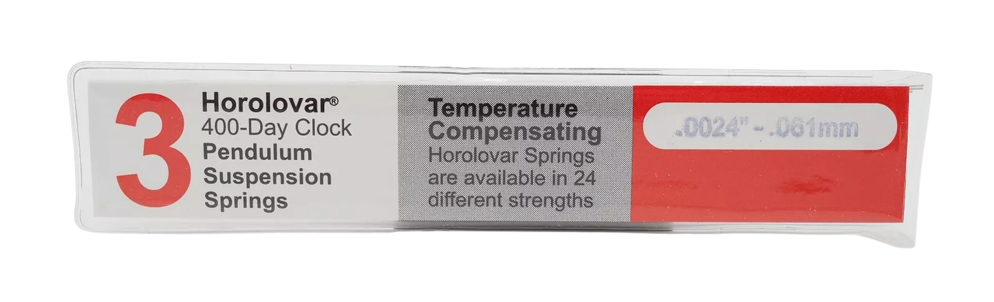 Horolovar Anniversary / 400-Day Clock Suspension Springs – .0024" (0.061 mm), 3-Pack