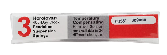 Horolovar Anniversary / 400 Day Clock Suspension Springs – .0035" (.089 mm) – 3 Pack