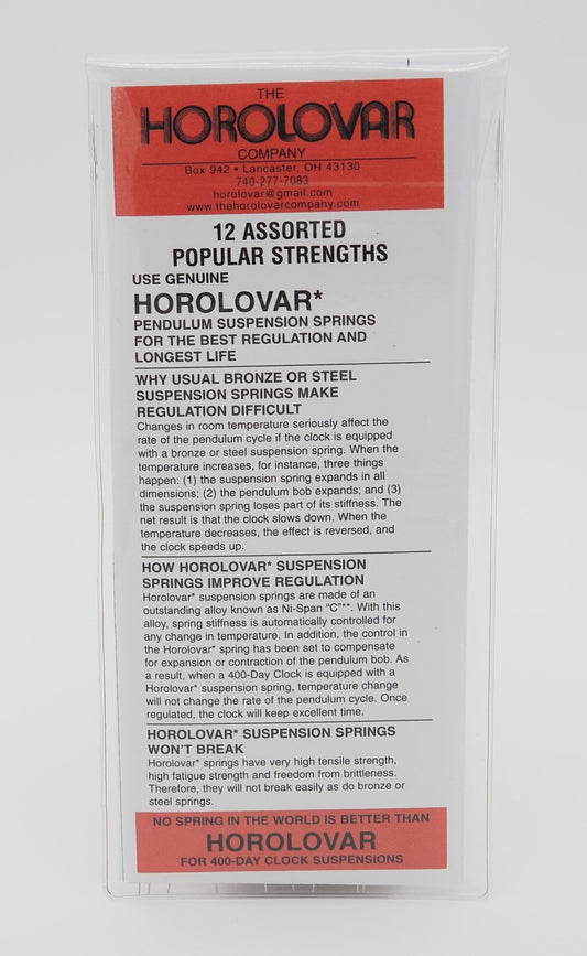 Horolovar anniversary clock suspension spring assortment 12 strengths