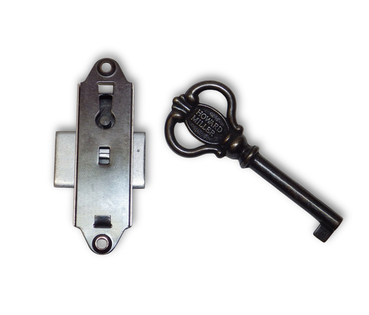 Howard Miller grandfather clock narrow antique brass door lock and logo key replacement set