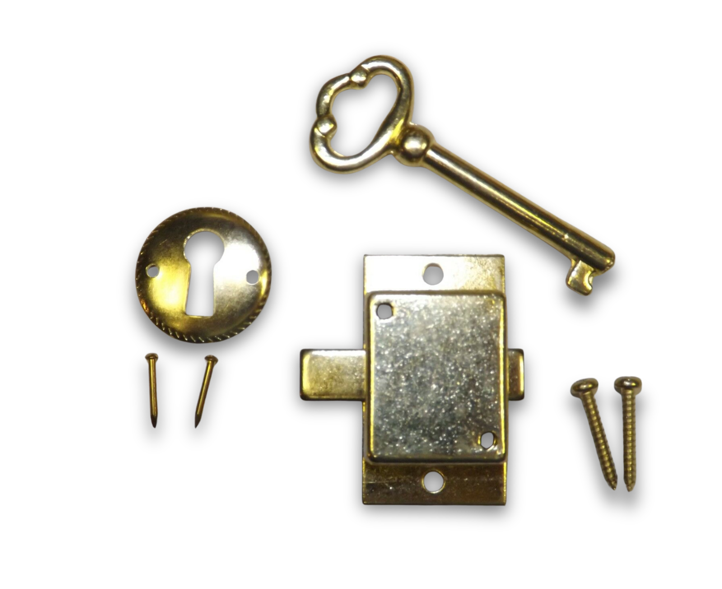 Howard Miller older style grandfather clock door lock and key set with brass finish