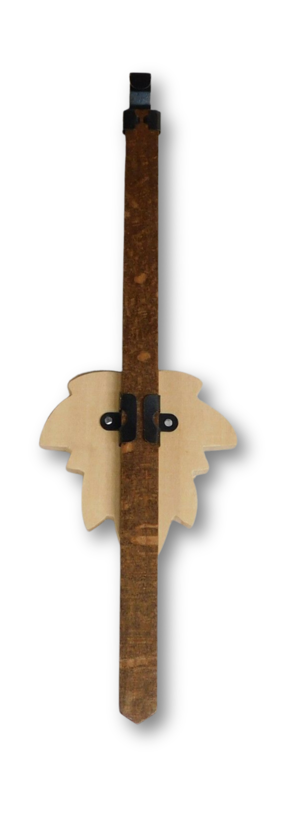 2-inch German-made maple leaf cuckoo clock pendulum with two-tone brown finish and timekeeping adjustment slider