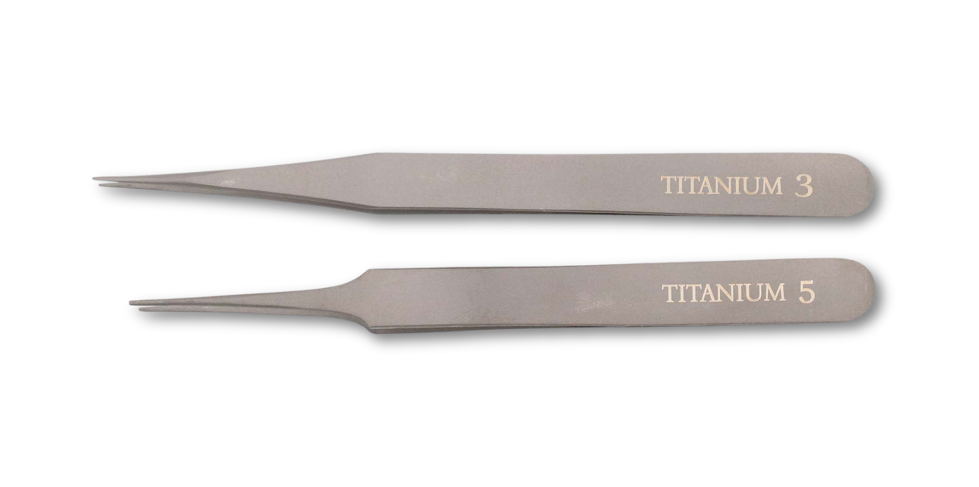 set of 2 titanium watchmaker tweezers styles #3 and #5 non-magnetic ultra fine tips