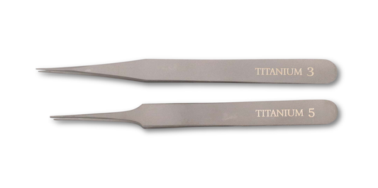 set of 2 titanium watchmaker tweezers styles #3 and #5 non-magnetic ultra fine tips