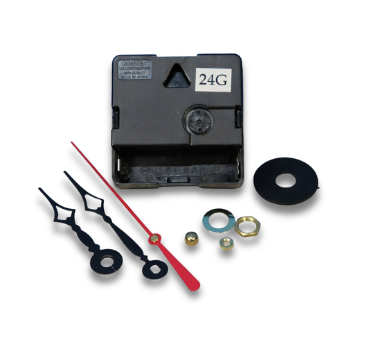 Quartex 24 hour quartz clock movement with Eli Terry hands