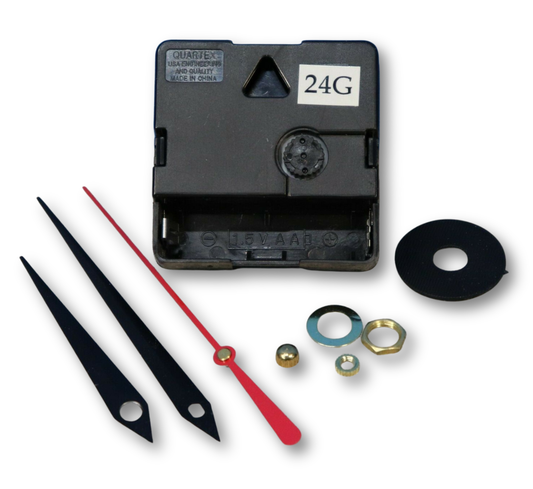 Quartex 24-hour quartz clock movement with black sword hands for military time clock dials