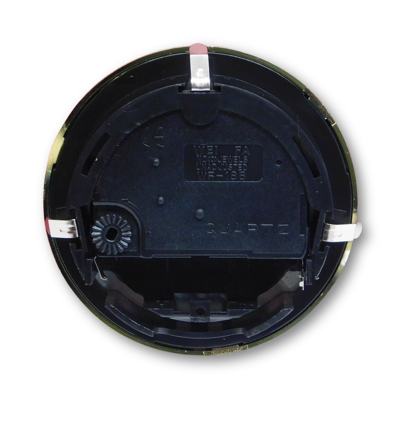 2 3/4-inch quartz insert fit-up clock movement with white Arabic dial, black spade hands, and silver bezel (SWA2.75)