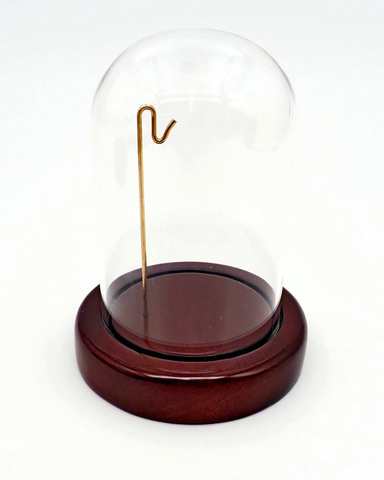 Pocket Watch Display Dome -  Dark Brown Wood Base – 3" x 4"