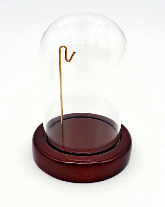 Pocket Watch Display Dome -  Dark Brown Wood Base – 3" x 4"