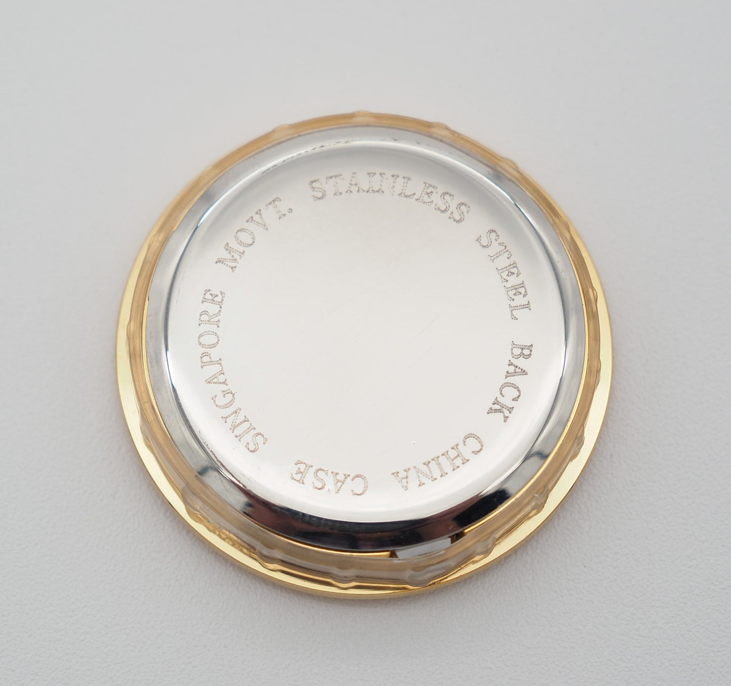 Seiko 37GWA 37mm quartz insert fit-up clock movement with white Arabic dial and gold bezel back