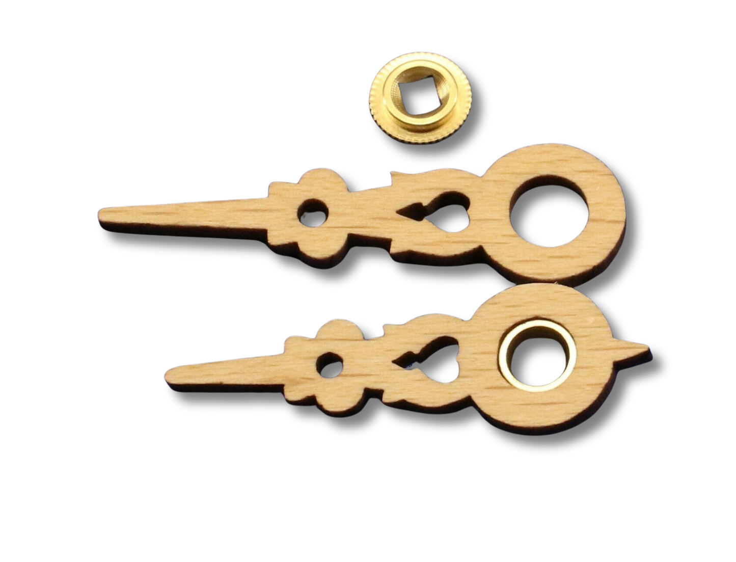 Solid wood Regula cuckoo clock hands for 90 mm dial with brass bushing