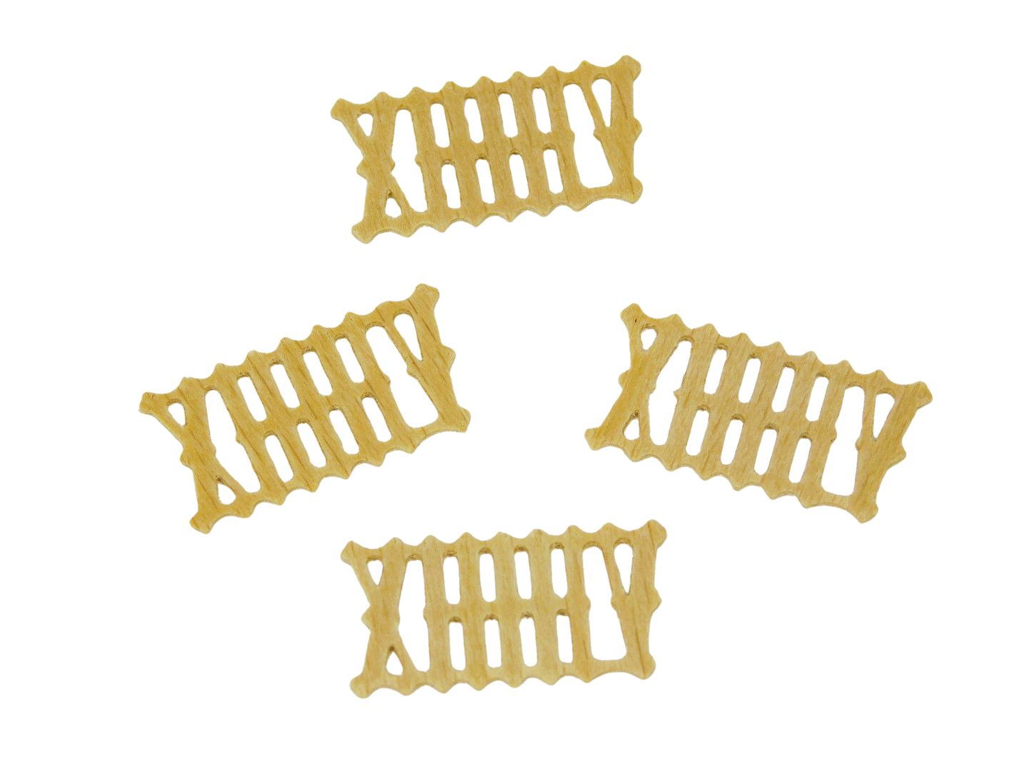 Unstained 9mm wooden Roman numeral replacement set for cuckoo clock dials.