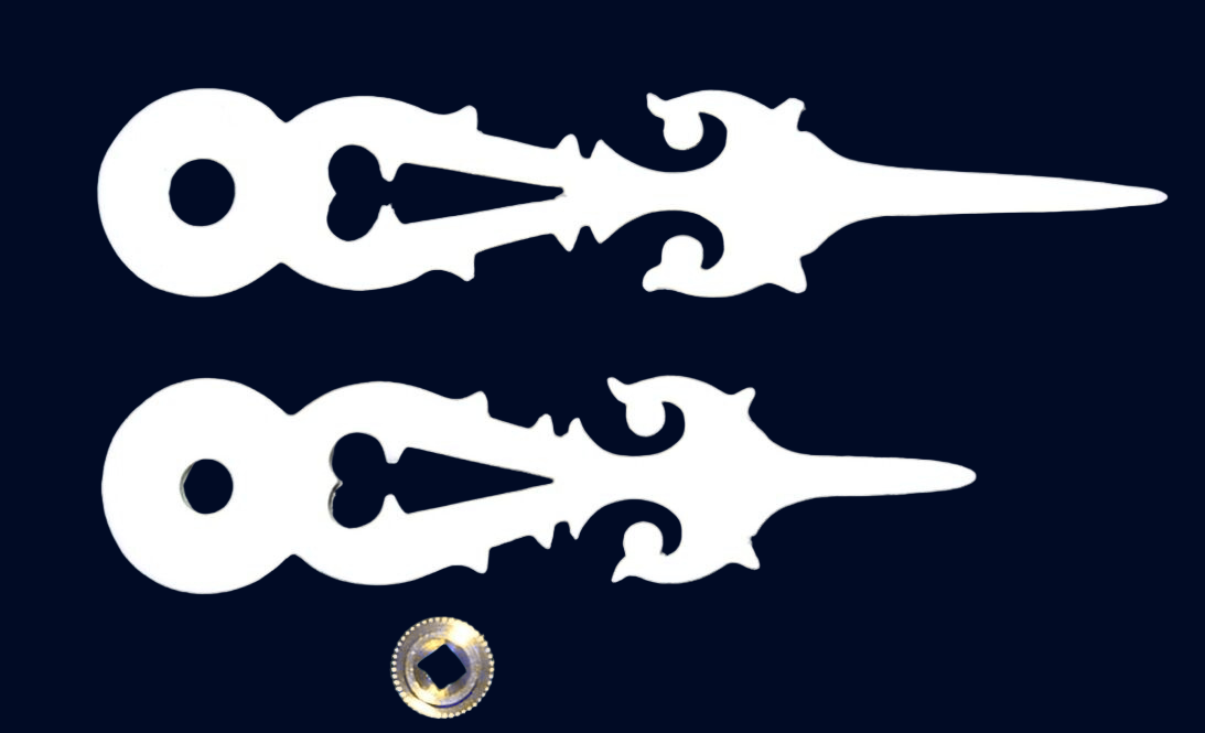 white cuckoo clock hands 120mm dial fits Regula and Hubert Herr movements