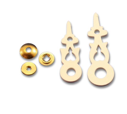 white cuckoo clock hands for Regula movement 70mm dial with brass hardware