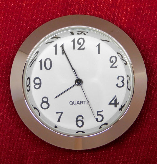 Seiko Insert Fit-Up Clock Movement Quartz 1 7/16" Silver w/ White Dial