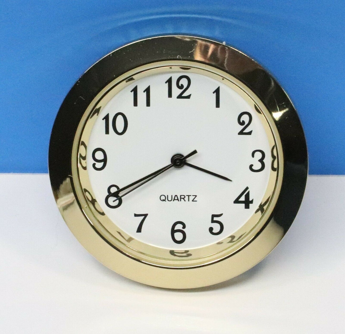 1 7/16" Mini Clock Fit Up Insert Movement Quartz Battery Gold Bezel