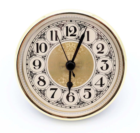 2.75 inch quartz fit-up clock insert with cream Arabic dial