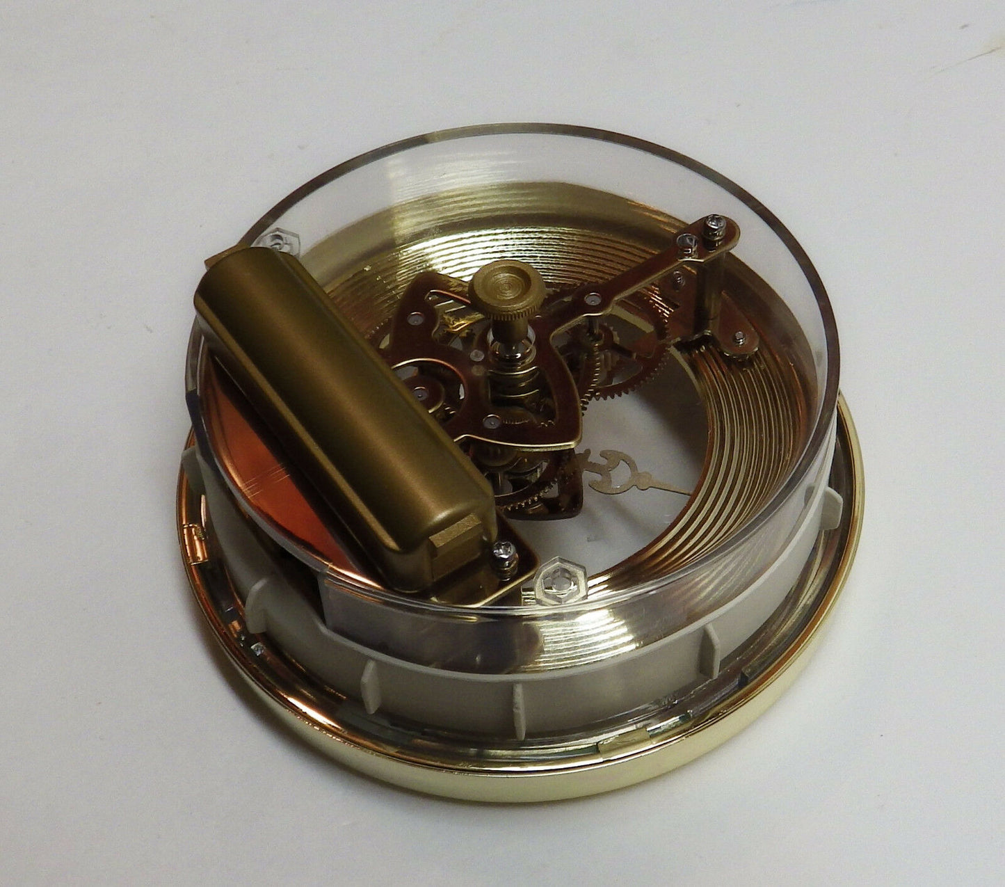 Skeleton Insert Fit-up Clock Movement Quartz Battery 4 1/16" Gold Roman Dial