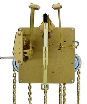 Hermle 1151-053SK triple chime mechanical grandfather clock movement with chain drive and 12 rear-mounted hammers